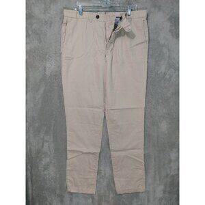 Faherty Pants Mens 36x33 Beige Reserve Cotton Linen Blend Trouser Mid Rise